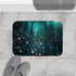 Rain Made of Binary Code — 61×43 Memory Foam Bath Mat — Modern Bathroom Floor Lifestyle View