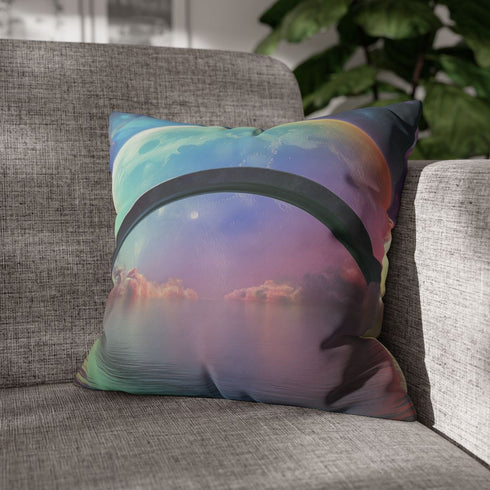 Rainbow Bridge Between Two Planets — Double-Sided Cushion Cover — Sofa & Armchair Living Room Lifestyle View