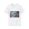 Rainbow Bridge Between Two Planets Graphic Unisex Softstyle T-Shirt - Front View