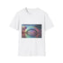 Rainbow Bridge Between Two Planets Graphic Unisex Softstyle T-Shirt - Front View