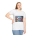 Rainbow Bridge Between Two Planets Graphic Unisex Softstyle T-Shirt - Model View