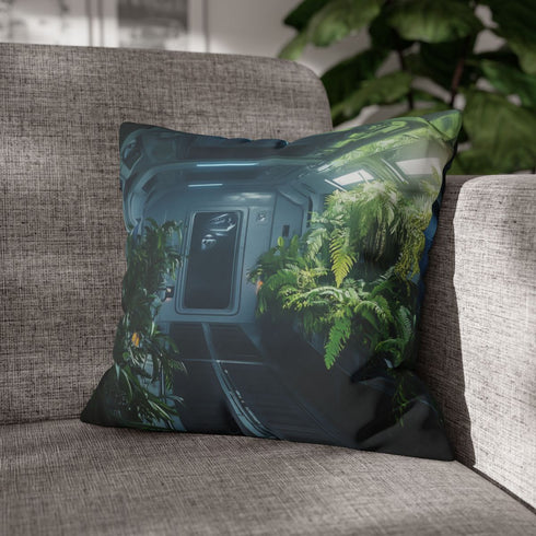 Rainforest Growing on Space Station — Double-Sided Cushion Cover — Sofa & Armchair Living Room Lifestyle View
