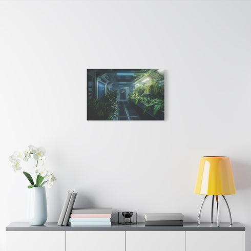 Rainforest Growing on Space Station — Stretched Canvas Wall Art — Living Room Wall Lifestyle View