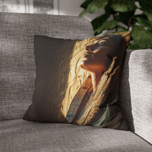 Ramses Ii in Full Pharaoh Regalia, — Double-Sided Cushion Cover — Sofa & Armchair Living Room Lifestyle View