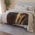 Ramses Ii in Full Pharaoh Regalia, — Plush Fleece Throw Blanket — Drape over Sofa & Bed Lifestyle View
