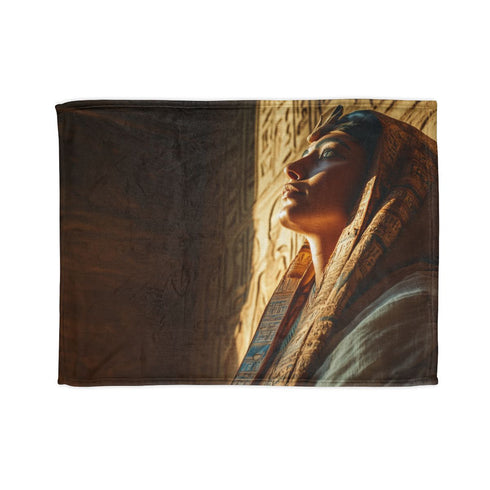 Ramses Ii in Full Pharaoh Regalia, — Plush Fleece Throw Blanket — Full Spread Plush Fleece Artwork View