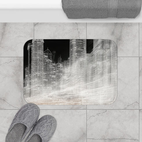 Ray City Road in Black Luxury Memory Foam Bath Mat - Bathroom Lifestyle View