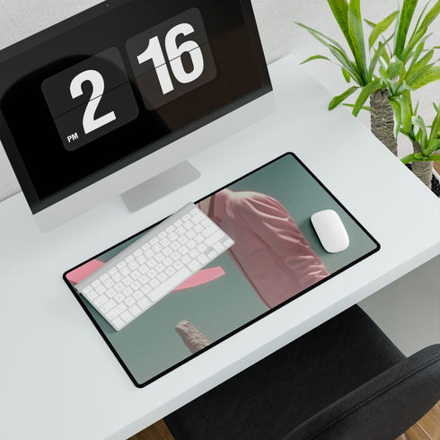 1980s Retro Synthwave Sci-Fi Horizon — XXL Gaming Desk Mat — Gaming & Workspace Desk Setup View