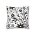 Monochrome Geometric Line Art Pattern — Faux Suede Cushion Cover — Front 40×40 cm Square Cushion View