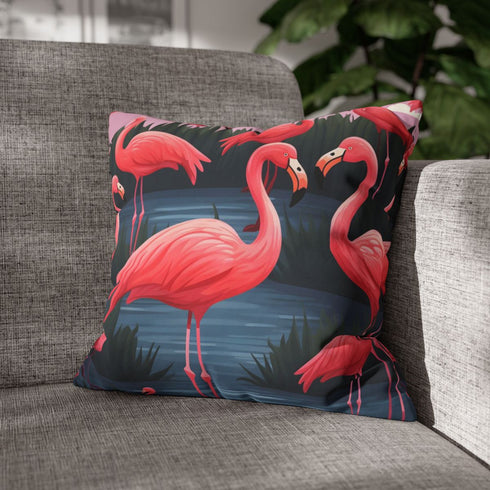 Botanical Meadow Wildflowers Pattern — Faux Suede Cushion Cover — Sofa & Living Room Lifestyle View