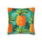 Tropical Golden Pineapple Pattern — Faux Suede Cushion Cover — Front 40×40 cm Square Cushion View