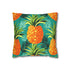 Tropical Golden Pineapple Pattern — Faux Suede Cushion Cover — Front 40×40 cm Square Cushion View