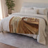 Lush Green Earth & Botanical Harmony — Plush Fleece Throw Blanket — Draped Over Sofa & Bed Lifestyle View