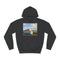 Retro Camper Van Blue Seaside — Heavyweight Graphic Hoodie — Front Heavyweight Fleece Hoodie View