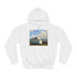Retro Camper Van Blue Seaside — Heavyweight Graphic Hoodie — Brushed-Fleece Hood & Pouch Pocket Detail
