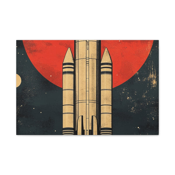 Retro Propaganda Poster for Space Travel in a Japane — 24×16 Canvas Wall Art — Front Gallery-Wrapped Canvas View