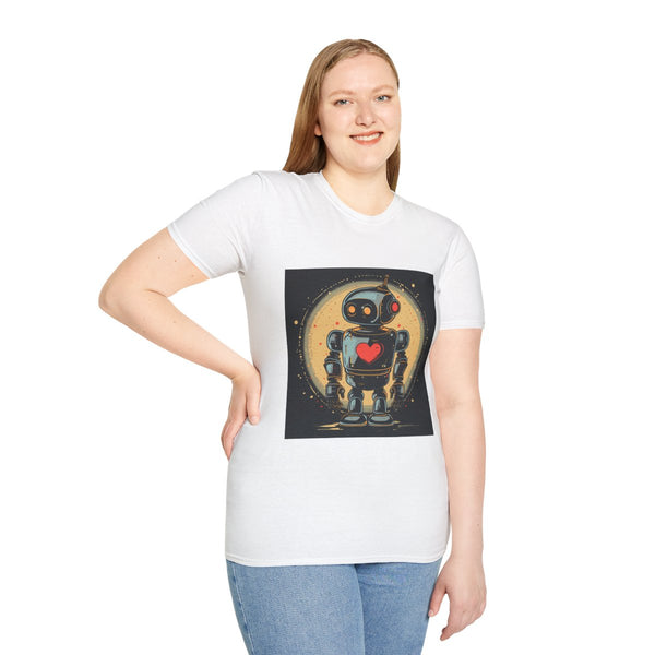 Retro Robot — Graphic Cotton T-Shirt — Model Streetwear Fit View