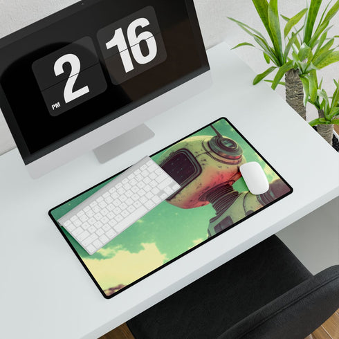 Retro Robot in Vintage Sci Fi — XXL Gaming Desk Mat — Gaming & Workspace Desk Setup View