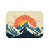 Retro Wave Mountains with Glowing Sun (Edition II) — 61×43 Memory Foam Bath Mat — Top-Down Velvet Microfibre Artwork View