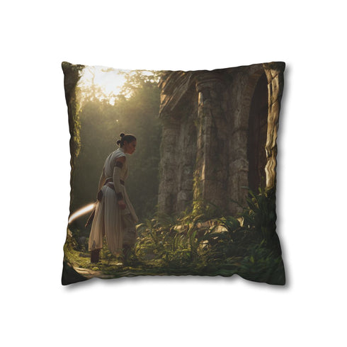 Rey Training with Her Lightsaber — Double-Sided Cushion Cover — Front Double-Sided Cushion View