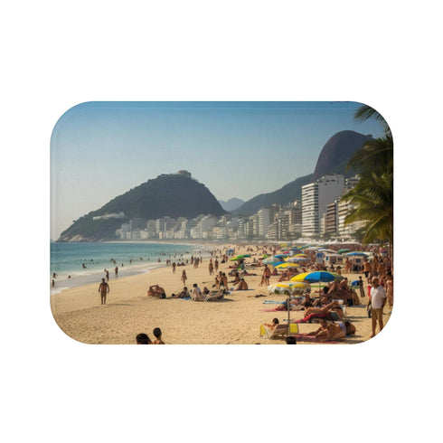 Rio Beach — Non-Slip Bath Mat — Top-Down Velvet Microfibre Artwork View