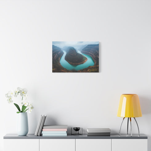 River Shaped Like Dragons Tail — Stretched Canvas Wall Art — Living Room Wall Lifestyle View