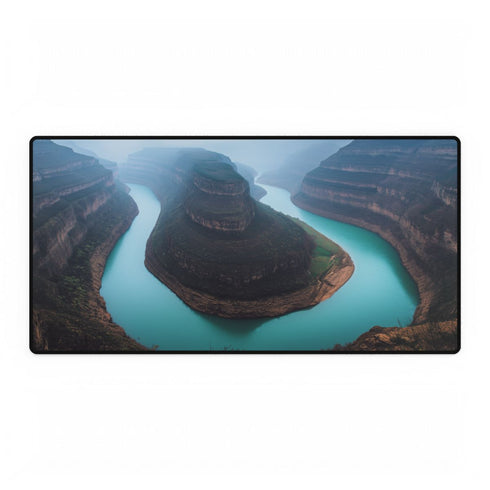 River Shaped Like Dragons Tail — XXL Gaming Desk Mat — Full Top-Down Artwork View