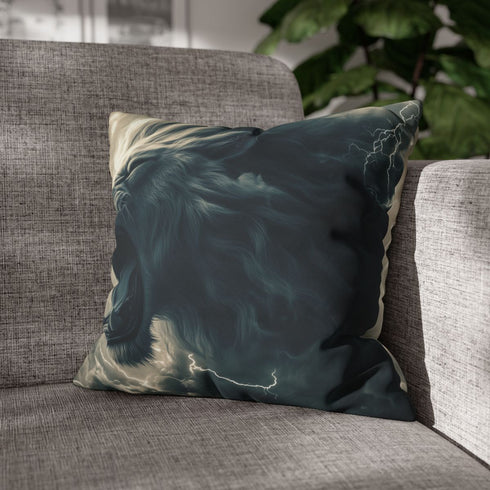 Roaring Lion Made of Cloud — Double-Sided Cushion Cover — Sofa & Armchair Living Room Lifestyle View