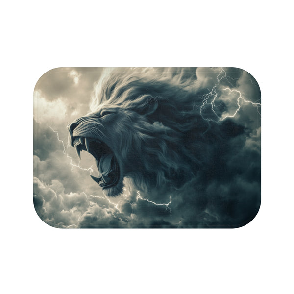 Roaring Lion Made of Cloud — Memory Foam Bath Mat — Top-Down Memory Foam Bath Mat View