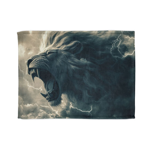 Roaring Lion Made of Cloud — Plush Fleece Throw Blanket — Full Spread Plush Fleece Artwork View