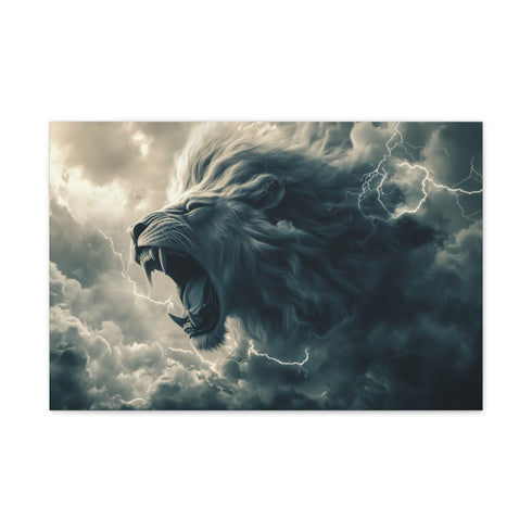 Roaring Lion Made of Cloud — 24×16 Canvas Wall Art — Front Gallery-Wrapped Canvas View