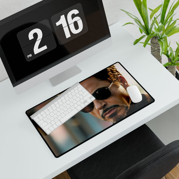 Robert Downey Jr Sunglasses (Edition II) — XXL Gaming Desk Mat — Gaming & Workspace Desk Setup View
