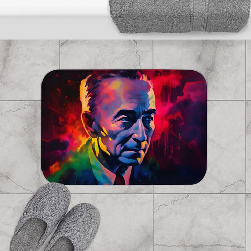 Robert Oppenheimer Watercolor Neon Colors Luxury Memory Foam Bath Mat - Bathroom Lifestyle View