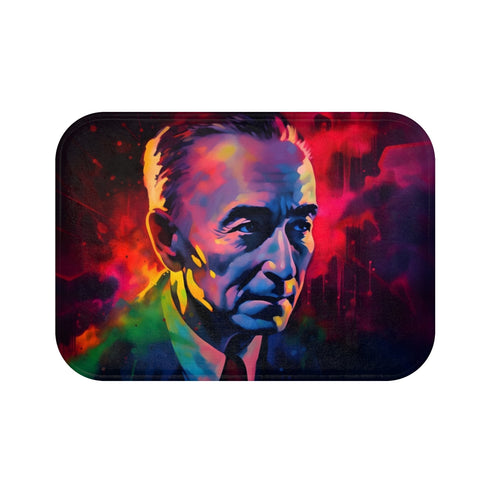 Robert Oppenheimer Watercolor Neon Colors Luxury Memory Foam Bath Mat - Top View