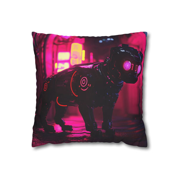 Robot Dog in Neon Lit Alley (Edition V) — Double-Sided Cushion Cover — Front Double-Sided Cushion View