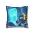Robot Exploring Crystal Cave — Double-Sided Cushion Cover — Front Double-Sided Cushion View