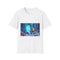 Robot Exploring Crystal Cave — Graphic Cotton T-Shirt — Front Graphic Print View