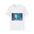 Robot Exploring Crystal Cave — Graphic Cotton T-Shirt — Front Graphic Print View