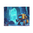 Robot Exploring Crystal Cave — Plush Fleece Throw Blanket — Full Spread Plush Fleece Artwork View