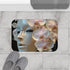 Robot Face Blooming with Orchids — Memory Foam Bath Mat — Modern Bathroom Floor Lifestyle View