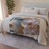 Robot Face Blooming with Orchids — 50×60 Plush Throw Blanket — 300 GSM Plush Coral Fleece Texture Close-Up