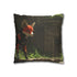 Robot Fox in Ancient Temple Ruins — 40×40 Cushion Cover — Sofa & Living Room Lifestyle View