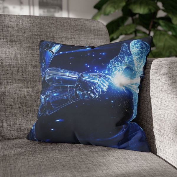 Robot Knight Dueling Holographic Enemy (Edition III) — Double-Sided Cushion Cover — Sofa & Armchair Living Room Lifestyle View