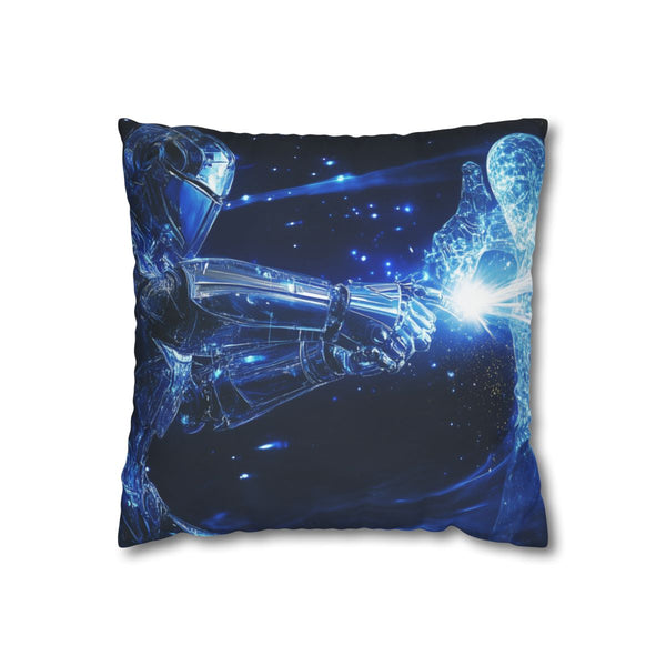 Robot Knight Dueling Holographic Enemy (Edition III) — Double-Sided Cushion Cover — Front Double-Sided Cushion View