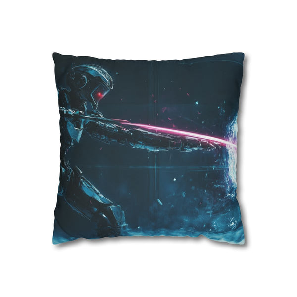 Robot Knight Dueling Holographic Enemy (Edition V) — Double-Sided Cushion Cover — Front Double-Sided Cushion View