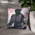 Robot Monk Meditating Under Cherry Blossoms — Double-Sided Cushion Cover — Sofa & Armchair Living Room Lifestyle View