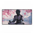 Robot Monk Meditating Under Cherry Blossoms — XXL Gaming Desk Mat — Full Top-Down Artwork View