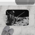 Robot Samurai on Lunar Battlefield — Memory Foam Bath Mat — Modern Bathroom Floor Lifestyle View