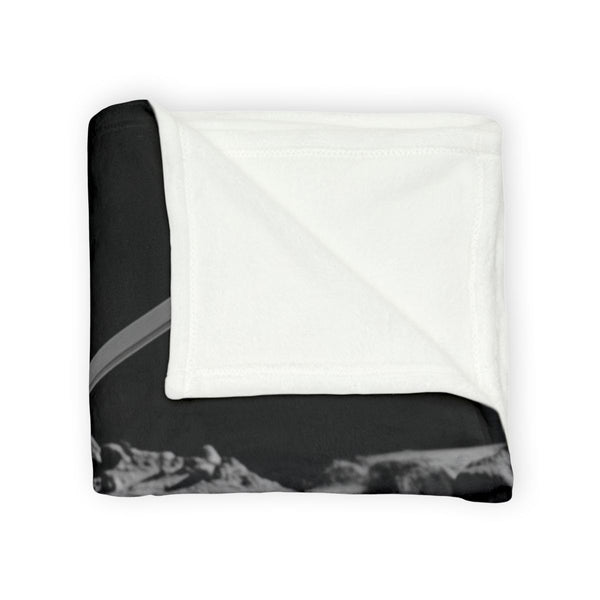 Robot Samurai on Lunar Battlefield Plush Fleece Throw Blanket