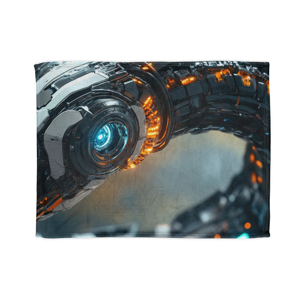 Robot Serpent Coiled Around Power Core Plush Fleece Throw Blanket
